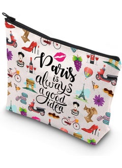 WCGXKO WCGXKO Paris Travel Gift Paris City Skyline Paris Is Always A Good Idea Zipper Pouch Makeup Bag (Paris Is bag) 