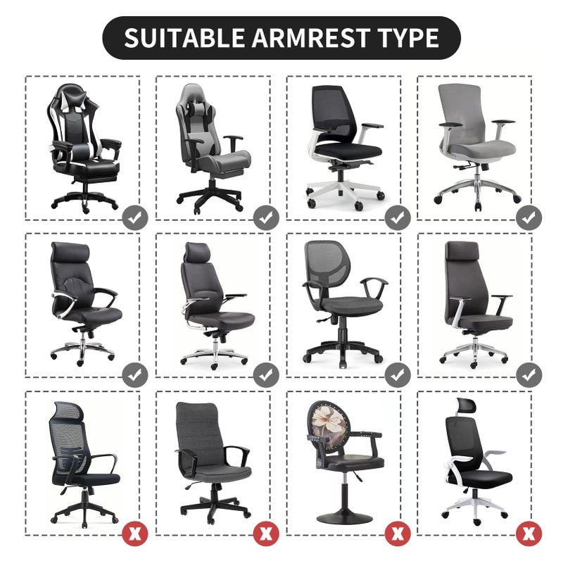 FORCHEER Office Chair Armrest Covers Stretchable Water Resistant Jacquard Elastic Band Short Computer Chair Arm Covers for Desk Chairs 8-13inch Washable 2 Pieces-Black - Image 4