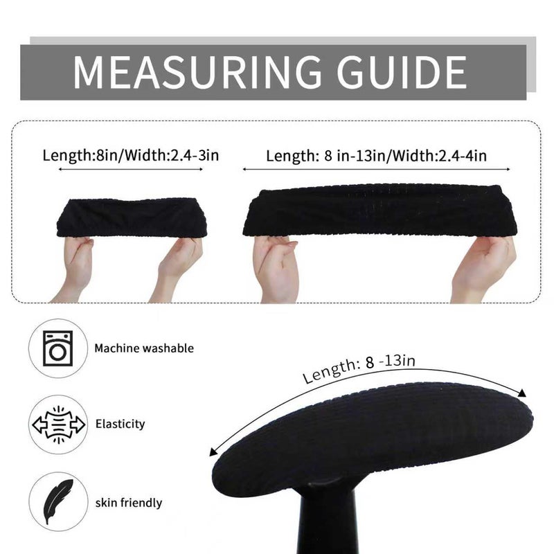 FORCHEER Office Chair Armrest Covers Stretchable Water Resistant Jacquard Elastic Band Short Computer Chair Arm Covers for Desk Chairs 8-13inch Washable 2 Pieces-Black - Image 2