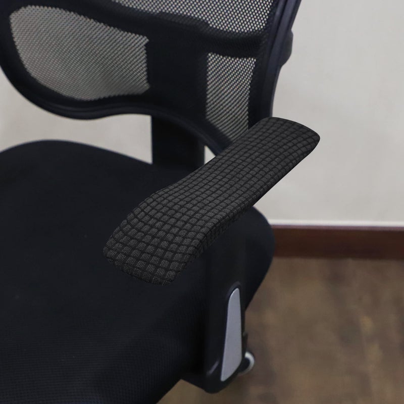 FORCHEER Office Chair Armrest Covers Stretchable Water Resistant Jacquard Elastic Band Short Computer Chair Arm Covers for Desk Chairs 8-13inch Washable 2 Pieces-Black - Image 5