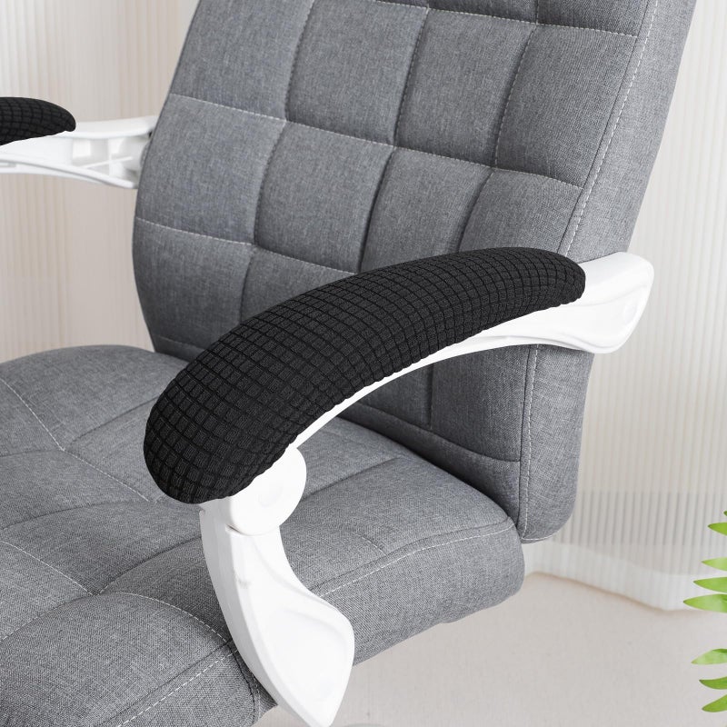 FORCHEER Office Chair Armrest Covers Stretchable Water Resistant Jacquard Elastic Band Short Computer Chair Arm Covers for Desk Chairs 8-13inch Washable 2 Pieces-Black - Image 3