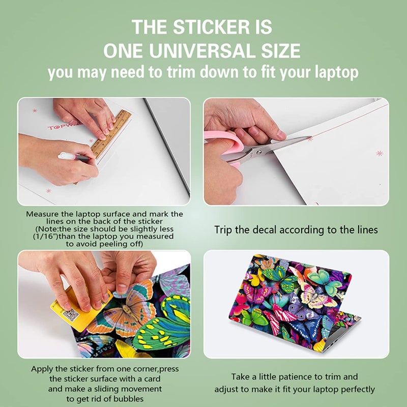 ICOLOR Pretty Butterflies Fashion Netbook Laptop Skin Sticker Reusable Protector Cover for 11.6-15.6 Inch Chromebook Skin YNEK-131 - Image 3