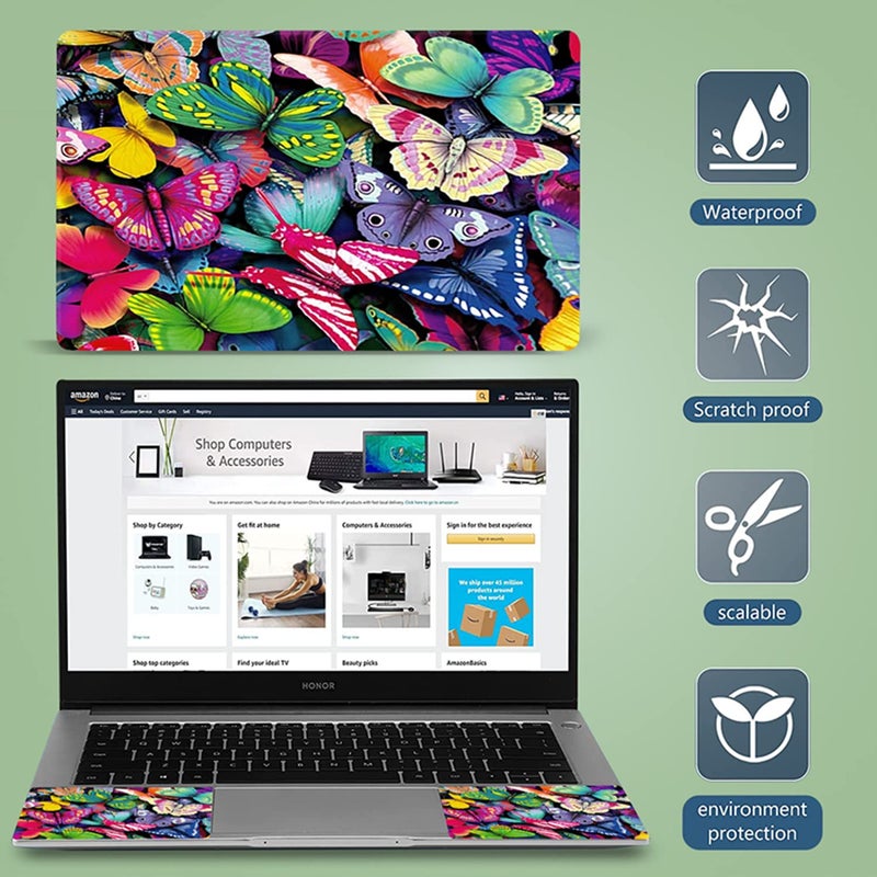 ICOLOR Pretty Butterflies Fashion Netbook Laptop Skin Sticker Reusable Protector Cover for 11.6-15.6 Inch Chromebook Skin YNEK-131 - Image 5