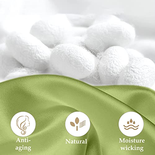INSSL Silk Pillowcase for Women, Mulberry Silk Pillowcase for Hair ad Skin and Stay Comfortable and Breathable During Sleep(Tea Green,Standard) - Image 4