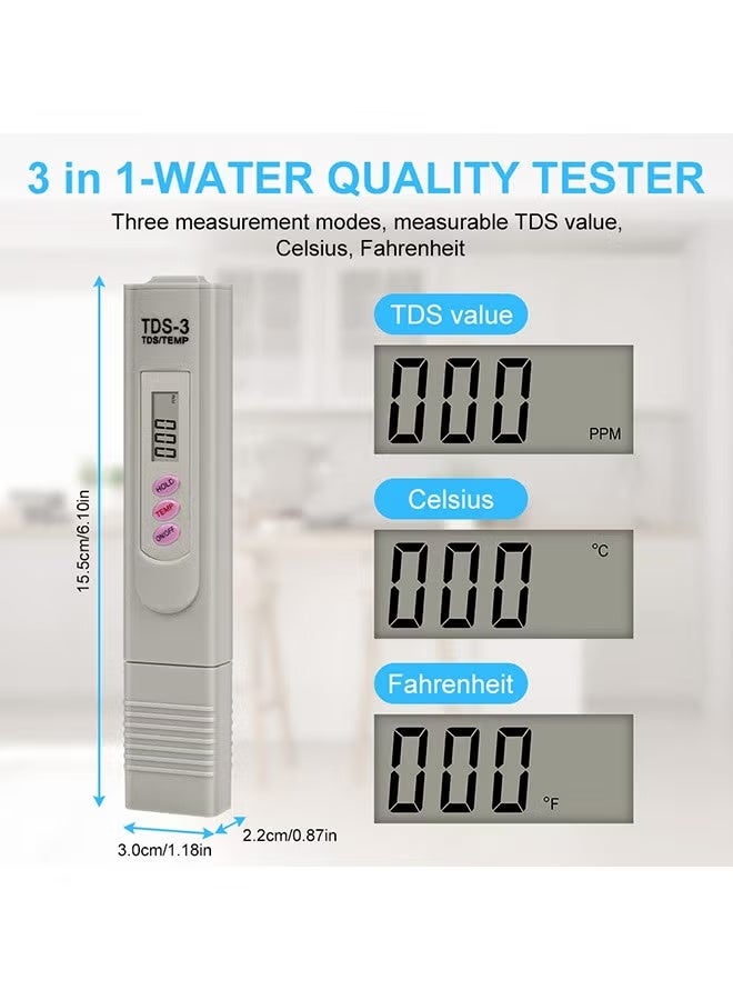 TDS Water Quality Tester, Digital LCD TDS Meter Tester Water Testing Pen Purity Filter 0-9990 PPM Temp for Drinking Water, Aquariums and Swimming Pools - Image 2