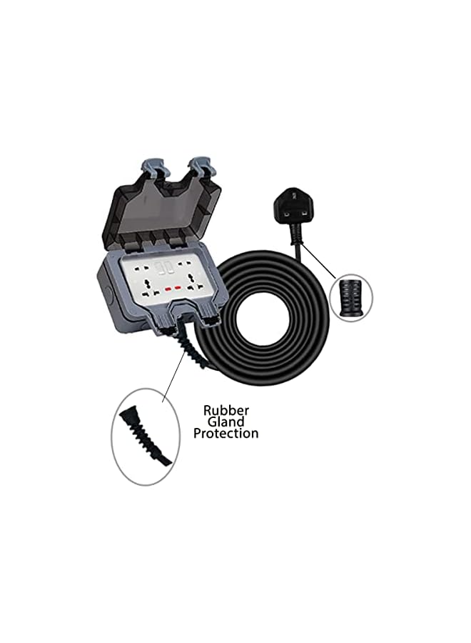 Hassan waterproof extension IP66 13A 220V - 250V socket weatherproof for outdoor garden garage use heavy electrical appliance (3 m) - Image 5