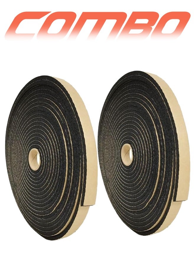 2 pcs 10M Single Side High Density Self Adhesive Foam Seal Tape for Weather Stripping Doors and Windows Insulation, Soundproofing, Air Blocking - Image 2