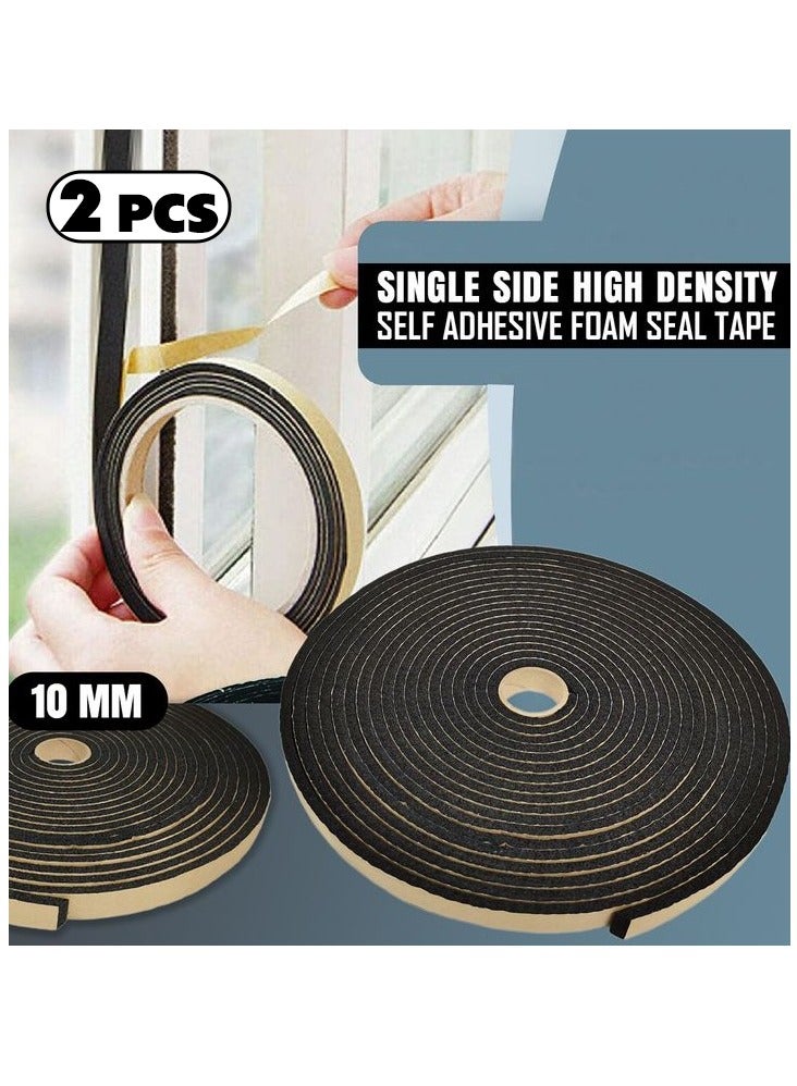 2 pcs 10M Single Side High Density Self Adhesive Foam Seal Tape for Weather Stripping Doors and Windows Insulation, Soundproofing, Air Blocking - Image 1