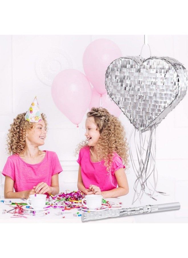 Zhanmai Small Heart Pinata Heart Pull String Pinata Wedding Party Decoration Supplies Pinata With Pinata Stick Blindfold For Wedding Birthday Bridal Shower Decorations(14.2 X 11.8 Inch) (Retro Style)  - Image 5