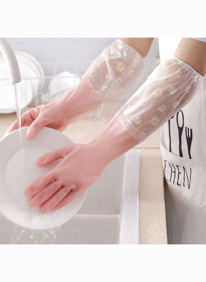 Reusable Long Rubber Cleaning Gloves, Waterproof Latex PVC Flock Lined Gloves for Dishwashing, Kitchen & Garden - Image 4