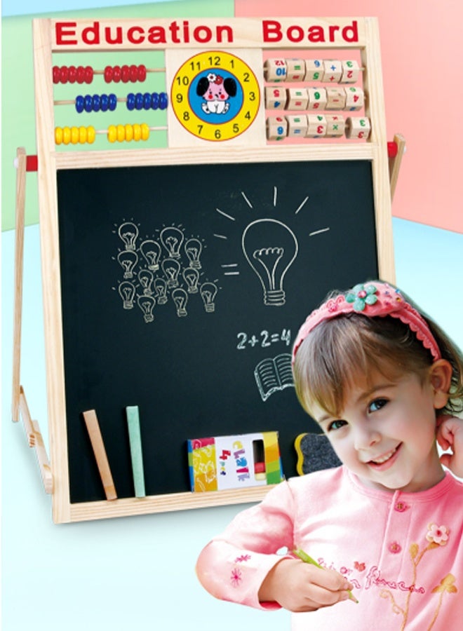 Multi-Purpose Magnetic Education Board Double-Sided Magnetic Wooden Writing Board Mathematical Calculations  English Alphabets Children Board - Image 4