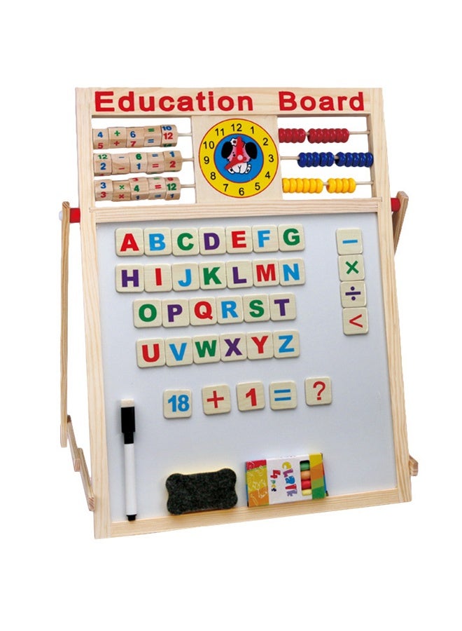 Multi-Purpose Magnetic Education Board Double-Sided Magnetic Wooden Writing Board Mathematical Calculations  English Alphabets Children Board - Image 1