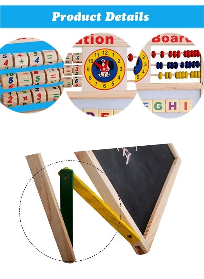 Multi-Purpose Magnetic Education Board Double-Sided Magnetic Wooden Writing Board Mathematical Calculations  English Alphabets Children Board - Image 2