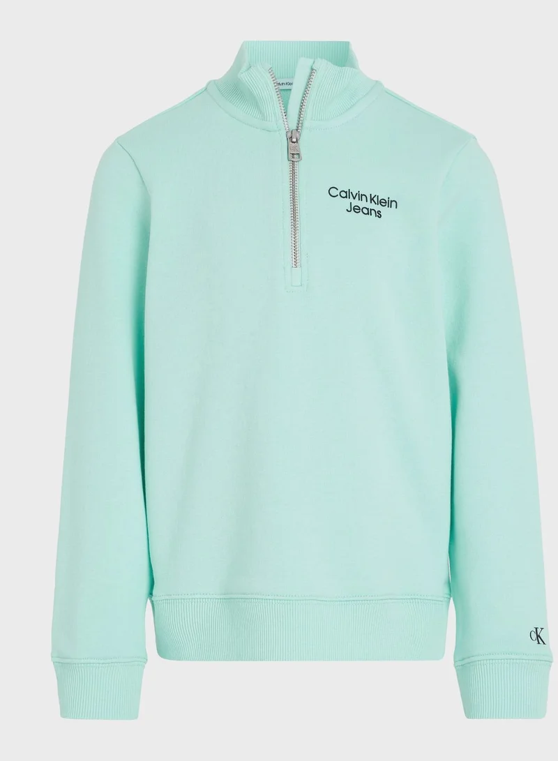 Calvin Klein Jeans Kids Logo Half Zip Sweatshirt