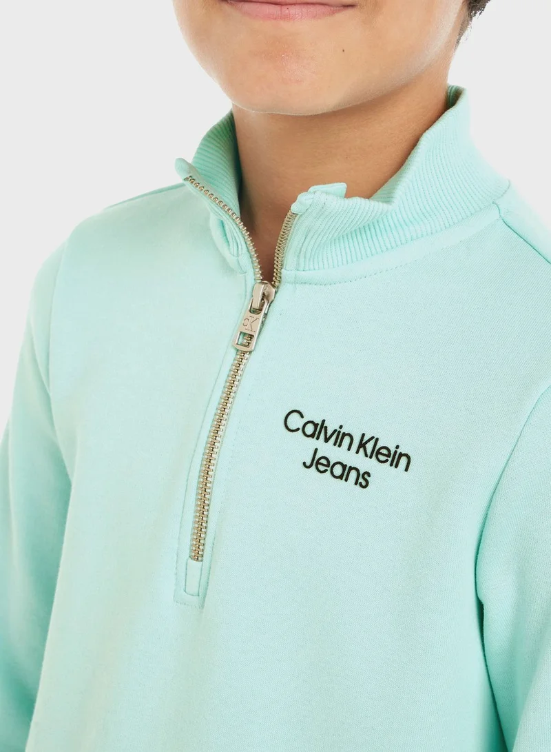Calvin Klein Jeans Kids Logo Half Zip Sweatshirt