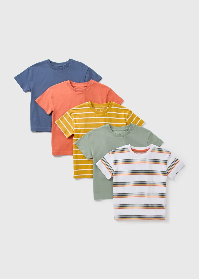 Matalan 5 Pack Boys Multicolour Stripe T-Shirts