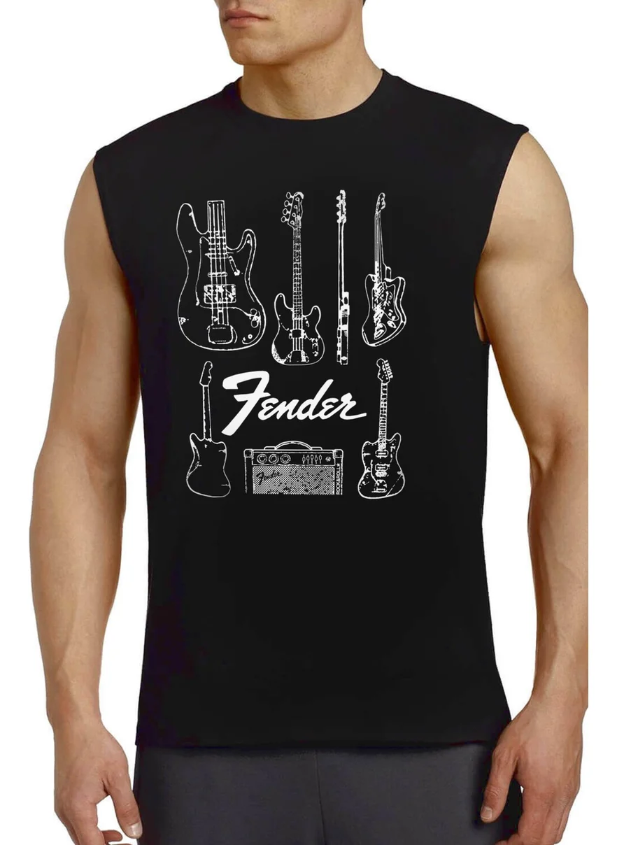 Rock&Roll Fender Guitar Black Cut Arm | Sleeveless Men's T-Shirt | Athlete