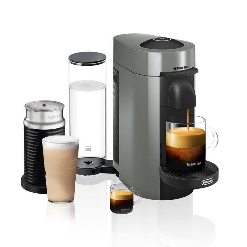 De'Longhi Nespresso Vertuo Plus Coffee and Espresso Maker by DeLonghi Grey with Aeroccino Milk Frother