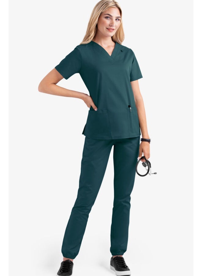 Loquat Womens Medical Scrubs Set Medical Uniform Set Dark Green - Image 1
