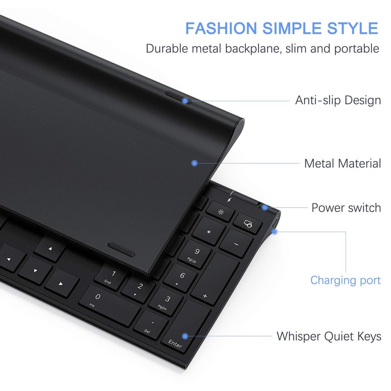 VssoPlor Wireless Keyboard and Mouse, Vssoplor 2.4GHz Rechargeable Compact Quiet Full-Size Keyboard and Mouse Combo with Nano USB Receiver for Windows, Laptop, PC, Notebook-Black - Image 2