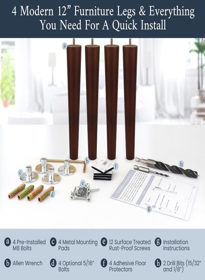 Airy Abode Premium Walnut Wood Furniture Legs (Full Install Kit) - Pick Your Size and Color - Image 2