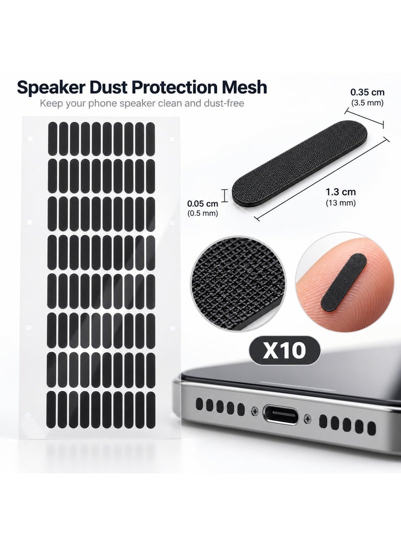Speaker Dust Protection Mesh Stickers for Phone Bottom Speakers, Ultra-Fine Anti-Dust Net with Strong Adhesive, 13x3.5mm Ultra-Thin - Black (Pack of 10) - Image 3
