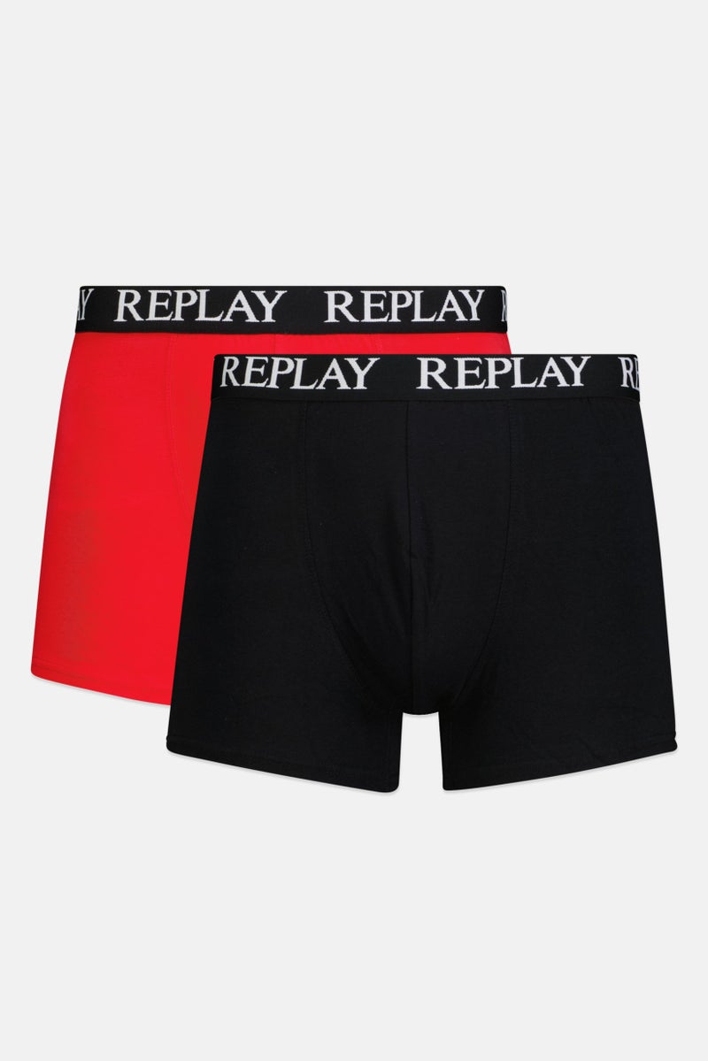 Replay Men 2 Pack Brand Logo Trunks, Multicolor - Image 1