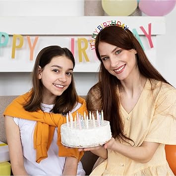oruola رباط رأس فتاة عيد الميلاد - إنه عيد ميلادي - تاج عيد الميلاد الملون - رباط رأس سعيد بعيد الميلاد للنساء والفتيات والأطفال - Image 5
