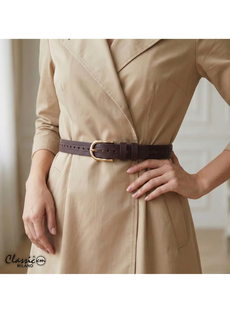 Classic Milano Classic Milano Women's Belt with Gift Box; Faux Leather Ladies Belt for Dresses, Jeans & Gowns; Stylish Womens Belt; Adjustable Girls Belt; Belt for Women | Full Length: 110 CM (Free Size - Fits up to the waist of 40 Inches / 100 CM)