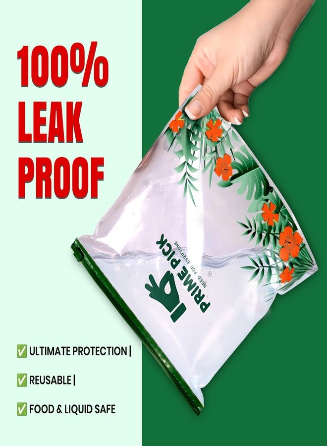 PRIME PICK أكياس تخزين متعددة الأغراض بسحاب من برايم بيك، صغيرة ومتوسطة وكبيرة، قابلة لإعادة الاستخدام والإغلاق بسحاب مزدوج، مانعة للتسرب، مصنوعة من بلاستيك آمن غذائياً، آمنة للاستخدام في الميكروويف والفريزر (10، لتر) - Image 3