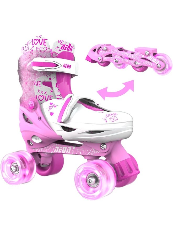 Yvolution 4 Adjustable Sizes Roller Skates Light Up Wheels for Girls Boys for Kids Inline and Quads Kids Skates (12-2 or 3-6 US) - Image 1