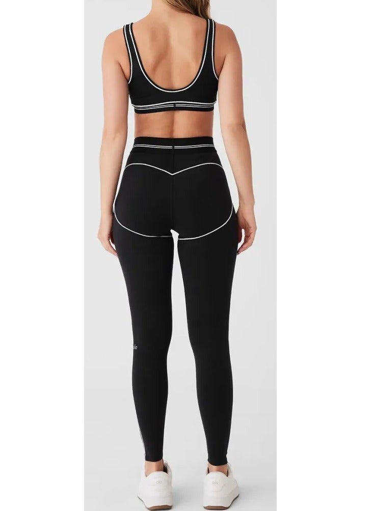 ألو بدلة رياضية نسائية أنيقة مزودة بحمالة صدر مدمجة، بتصميم رياضي مريح، قابلة للتمدد في 4 اتجاهات - Image 2