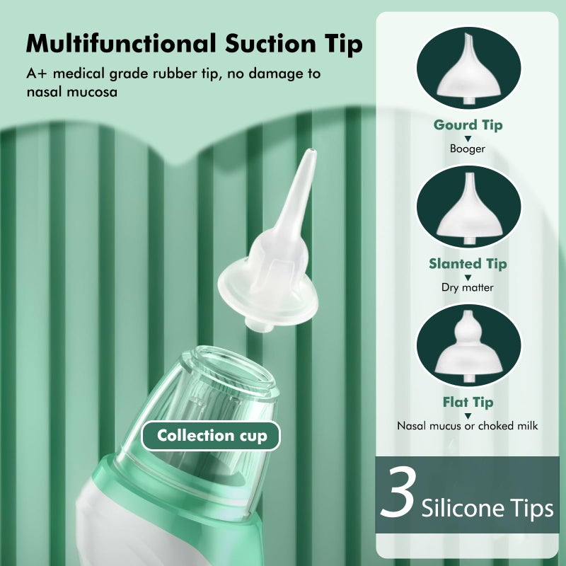 DIHOOM Nasal Aspirator Baby, Electric Nose Suckers, 3 Silicone Tips and 3 Suction Levels, Anti-Backflow Snot Sucker for Newborns, Toddlers, Soothing Function with Music and Light - Image 5