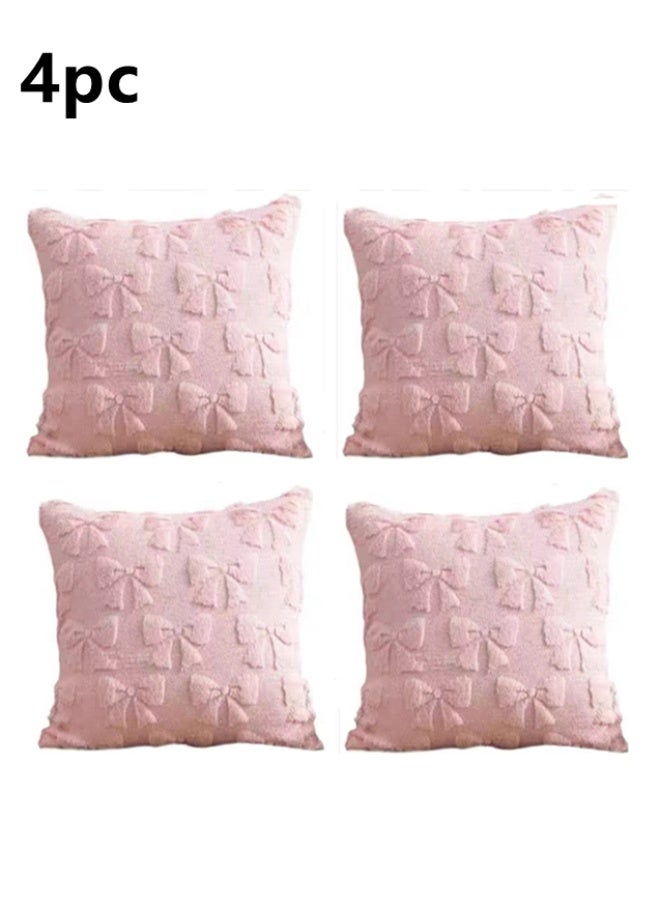 كوتيس أغطية وسائد ديكورية منزلية مكونة من 4 قطع، أغطية وسائد مربعة من البوليستر باللون الوردي، مقاس 45 × 45 سم - Image 1