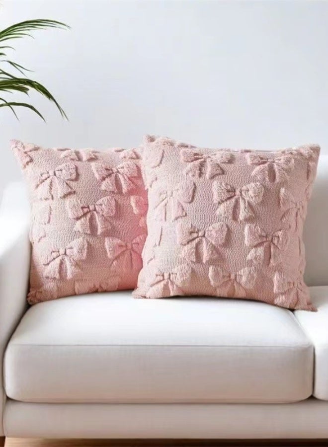 كوتيس أغطية وسائد ديكورية منزلية مكونة من 4 قطع، أغطية وسائد مربعة من البوليستر باللون الوردي، مقاس 45 × 45 سم - Image 2