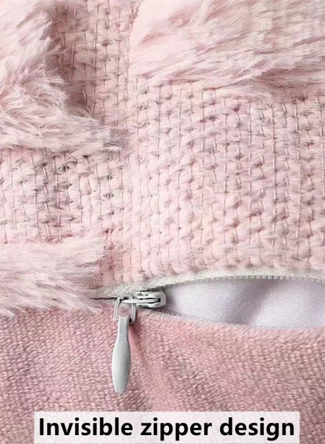 كوتيس أغطية وسائد ديكورية منزلية مكونة من 4 قطع، أغطية وسائد مربعة من البوليستر باللون الوردي، مقاس 45 × 45 سم - Image 5