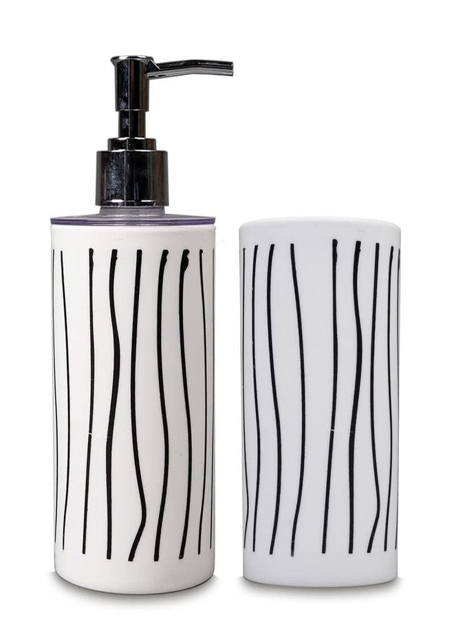 SHENRON Toothbrush Holder and Handwash Liquid Dispenser for Wash Basin, Bathroom and Sink, Bathroom Accessories Set for Utility and Bathroom Décor (White) - Image 1