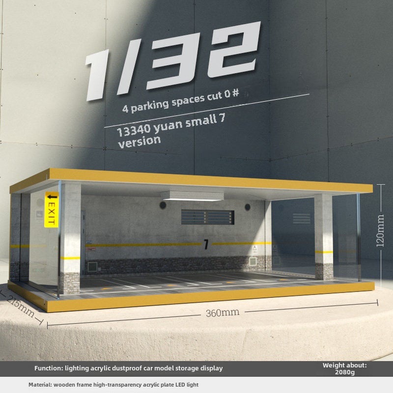 Loquat Wholesale Miniature Car Garage Model, Wooden Dustproof Cover with Light, 1:32 733405-4-car small 7 edition