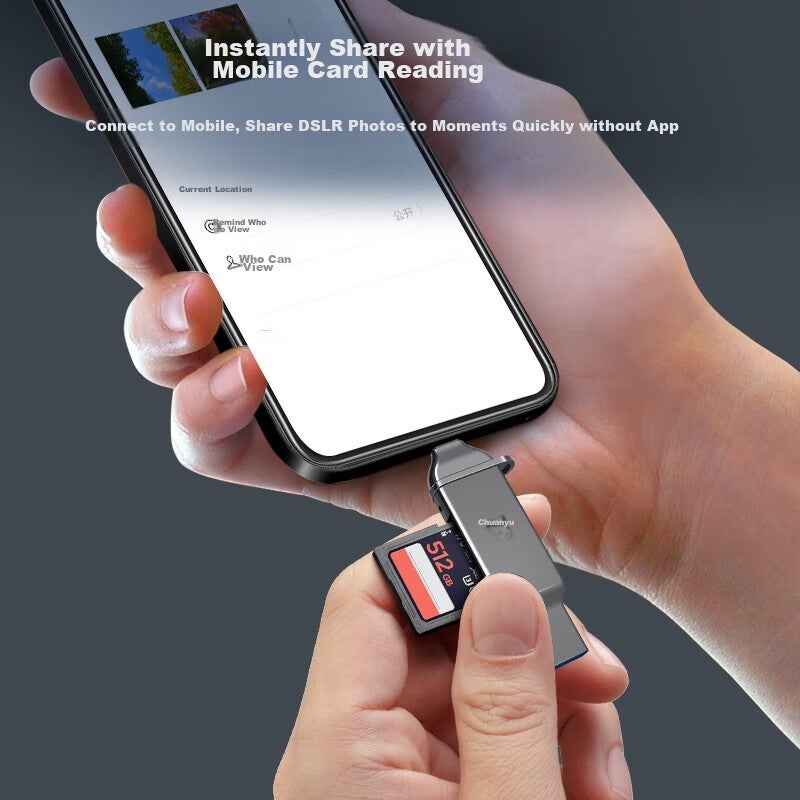 Chuanyu Zinc Alloy USB/TypeC Card Reader 3.1 High-Speed SD/TF Multi-Functional, Compatible with Computers/iPhone/Android Phones, Supports DSLR Cameras, Drones, Surveillance Memory Cards - Image 5