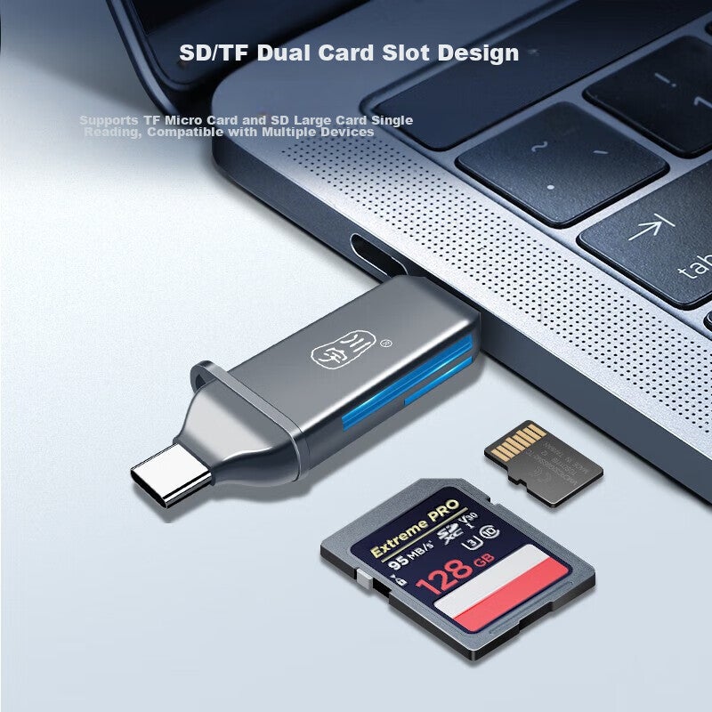 Chuanyu Zinc Alloy USB/TypeC Card Reader 3.1 High-Speed SD/TF Multi-Functional, Compatible with Computers/iPhone/Android Phones, Supports DSLR Cameras, Drones, Surveillance Memory Cards - Image 4