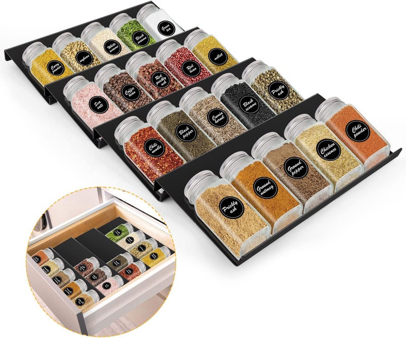 MXTIMWAN Spice Rack for Kitchen, Extendable Spice Rack from 30 to 60 cm, Spices Organizer Kitchen, Extendable Spice Organizer, Spice Holder Kitchen - Image 1