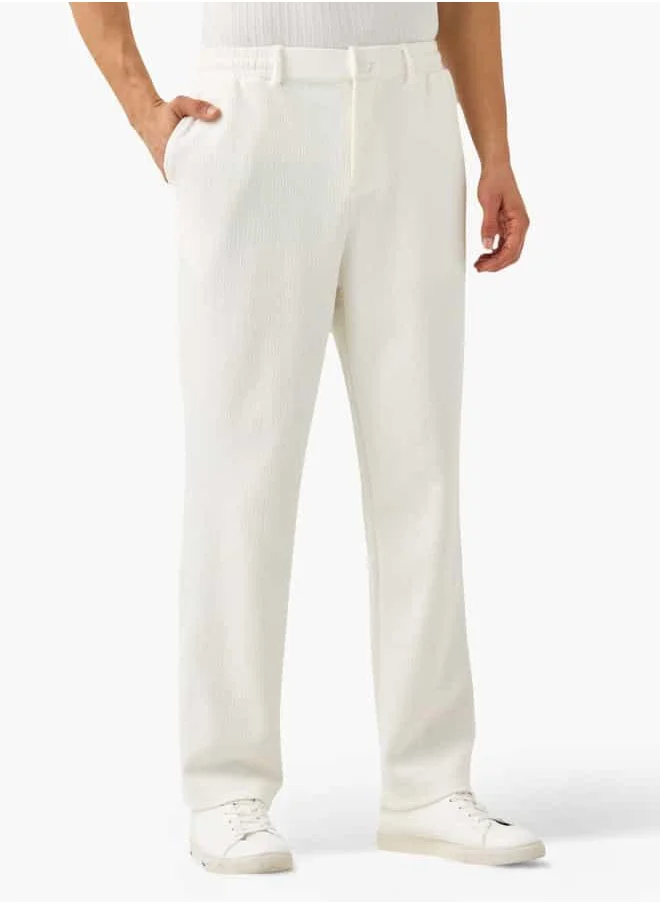 Iconic Iconic Regular Fit Flexi Waist Trousers with Button Closure