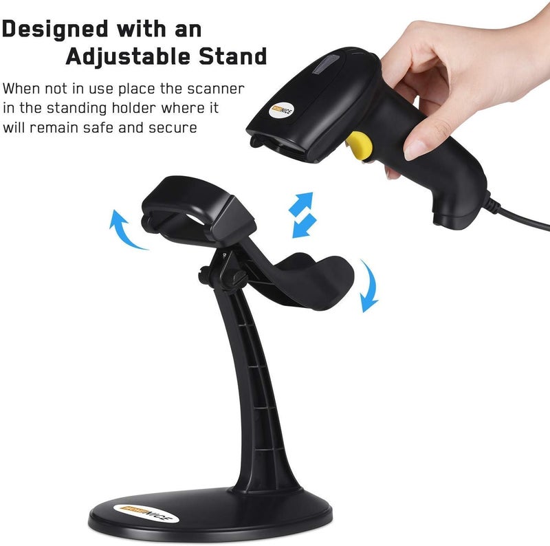 WoneNice Hands-Free USB Barcode Scanner with Stand for Retail, POS System, Countertop Checkout, Warehouse, Library - Plug & Play Compatible with PC/Mac/Windows/Linux, Back to School Scanner (Black) - Image 5