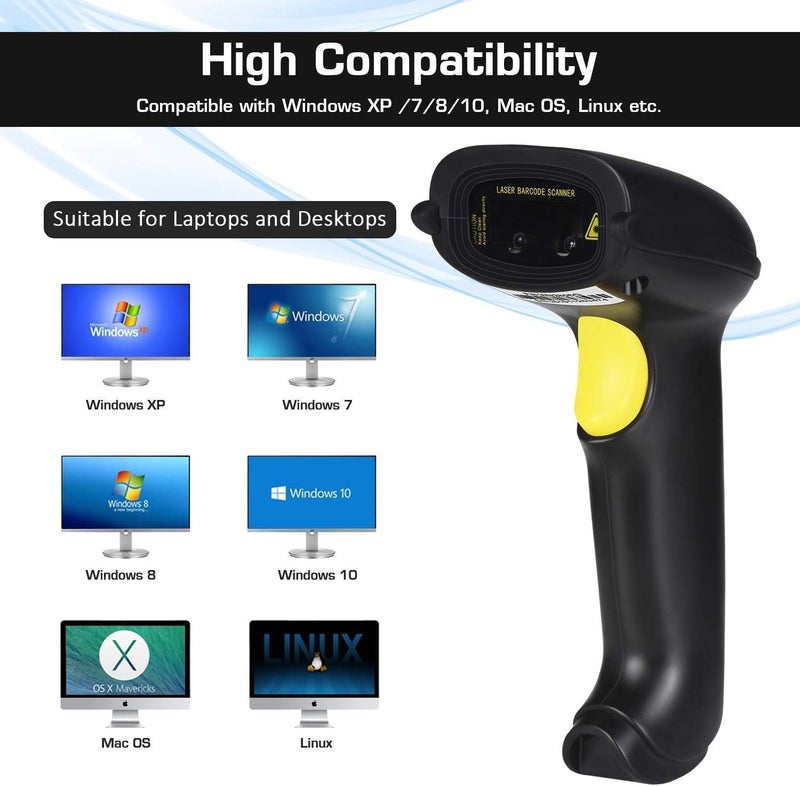 WoneNice Hands-Free USB Barcode Scanner with Stand for Retail, POS System, Countertop Checkout, Warehouse, Library - Plug & Play Compatible with PC/Mac/Windows/Linux, Back to School Scanner (Black) - Image 3
