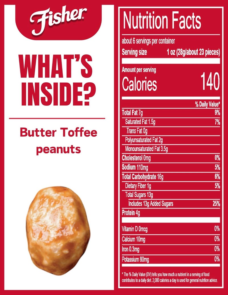 Fisher Snack Butter Toffee Peanuts, 5.5 Ounces - No Artificial Colors or Flavors - Image 2