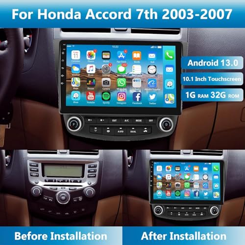 Podofo راديو سيارة أندرويد 10.1 بوصة مع شاشة تعمل باللمس عالية الدقة لهوندا أكورد 2003-2007 - Image 2