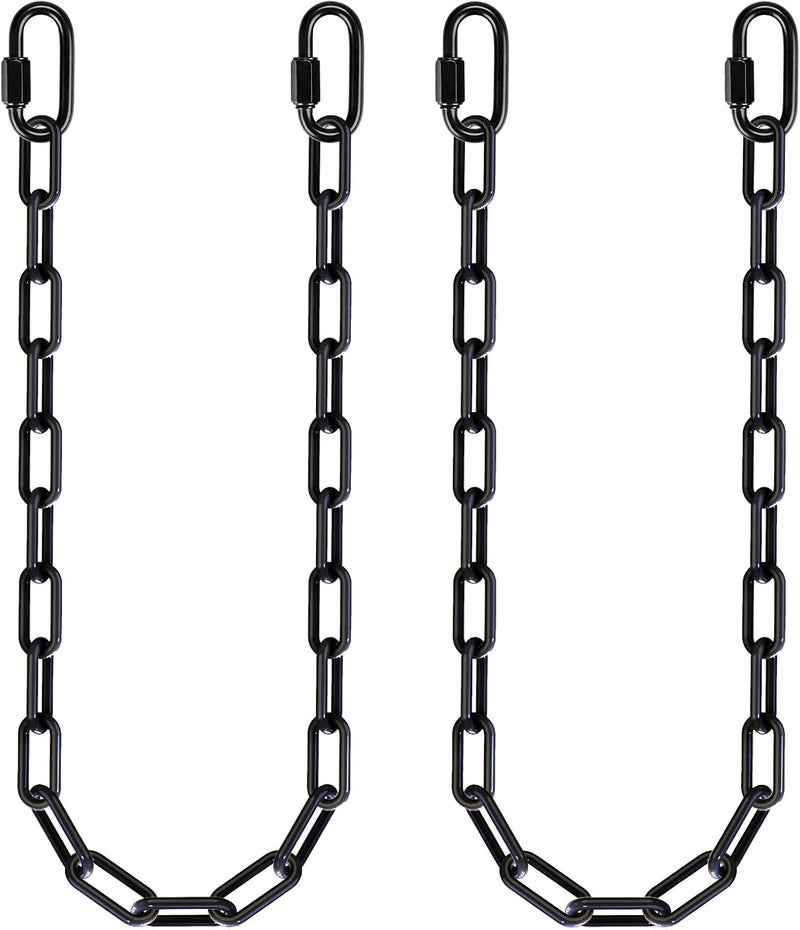 BeneLabel 2Pcs 45 inch Black Heavy Duty Hanging Chains with 4 Carabiners 1000 LB Capacity Swing Chain Extension Hammock Chains and Hooks Hardware Chain for Hanging Chair, Porch Swing, Punching Bags - Image 1