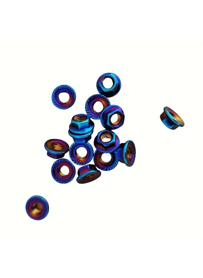 M5 Stainless Steel Hex Nuts 12pcs Flange Locking Nuts Blue Purple Orange Motorcycle E Bike - Image 4