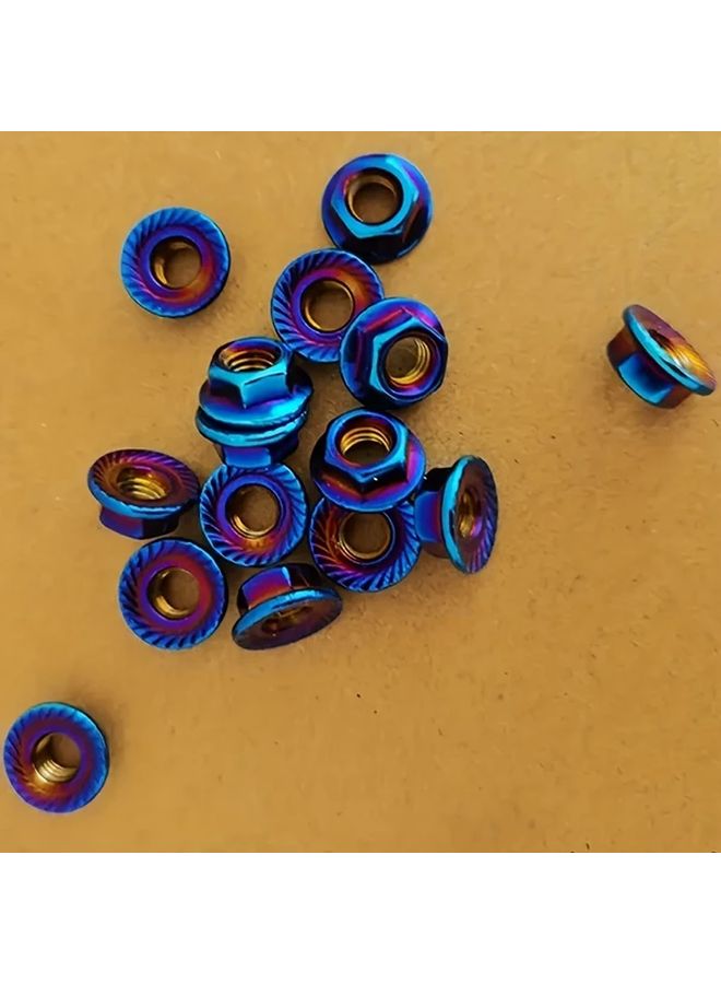 M5 Stainless Steel Hex Nuts 12pcs Flange Locking Nuts Blue Purple Orange Motorcycle E Bike - Image 2