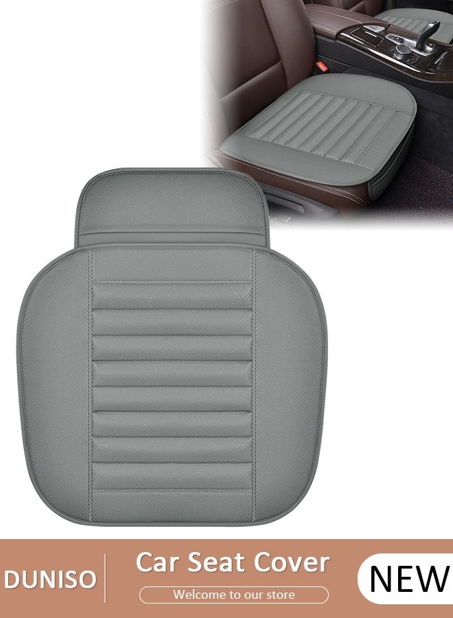DUNISO قطعتان من أغطية مقاعد السيارة الأمامية مع حقيبة تخزين، واقيات من الجلد الصناعي للمقاعد الأمامية، وسائد مقاومة للماء ومضادة للانزلاق ملفوفة حول الجزء السفلي وتناسب معظم المركبات - Image 1